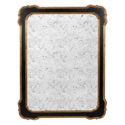 Miroir antique en bois noir et doré 80x105cm