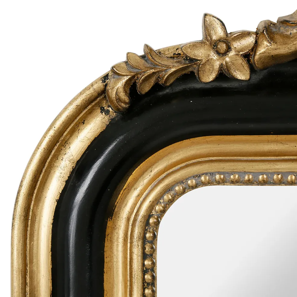 Miroir baroque noir et doré en bois - Féerie