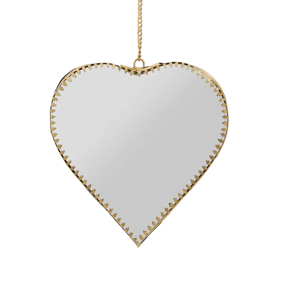 Miroir cœur en laiton et miroir 15x16cm - Cœur