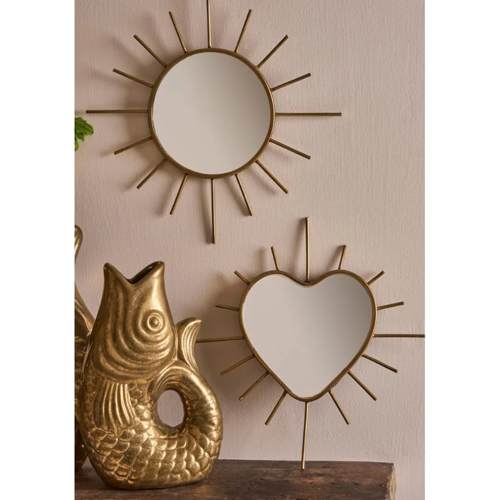 Miroir cœur en laiton 20x20cm - Jolinio