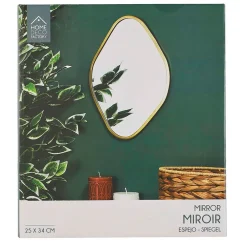 Miroir losange contour dore 34x25cm