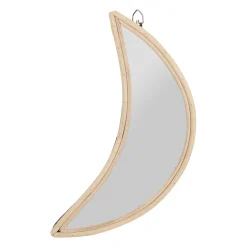 Miroir lune en rotin naturel 14x30cm