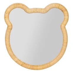 Miroir ourson en rotin et contreplaqué 40x42cm - Songes