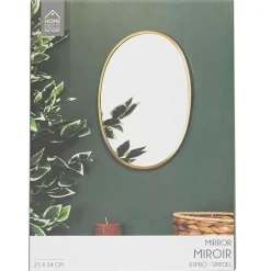 Miroir ovale contour dore 34x25cm