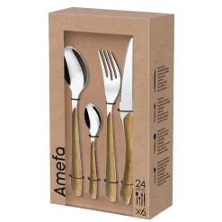 Ménagère 24 pièces acier et effet bois - Eclat