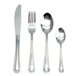 Ménagère 24 pièces en inox argent - perle