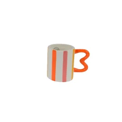 Mug en dolomite rayé avec anse orange