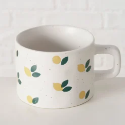 Mug en grès citron blanc 32cl