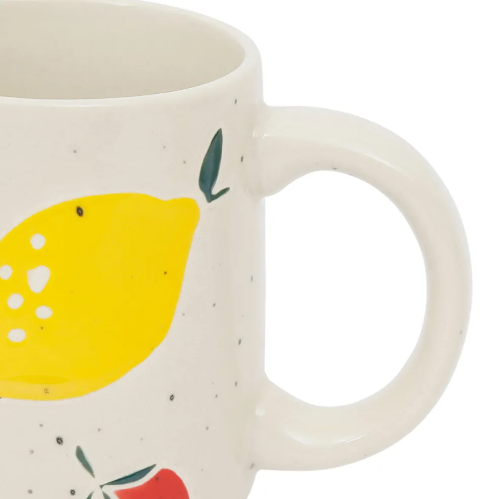Mug en grès moucheté écru et multicolore 38cl - Les Fruits