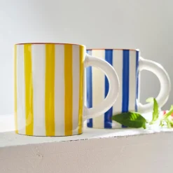 Mug en grès rayé indigo et blanc 40cl - Alaria