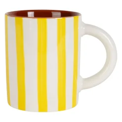 Mug en grès rayé jaune et blanc 40cl - Alaria
