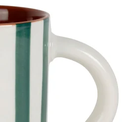 Mug en grès rayé émeraude et blanc 40cl - Alaria