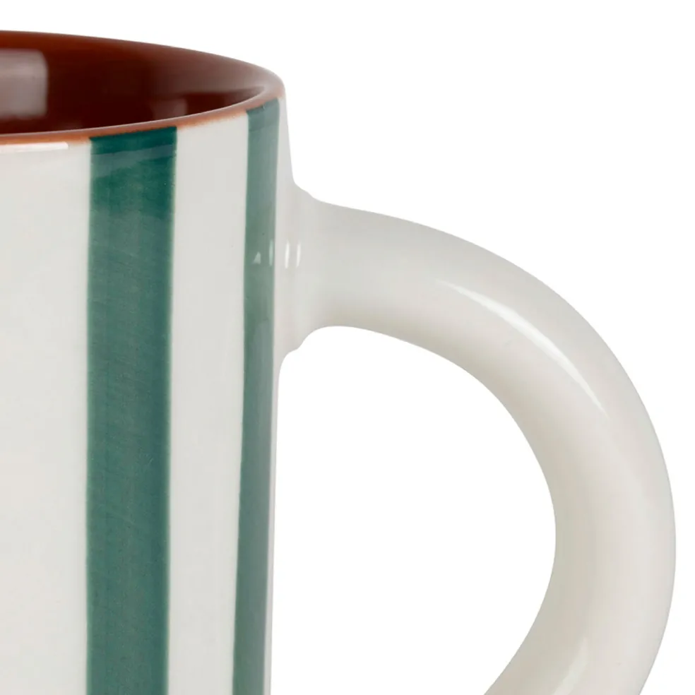 Mug en grès rayé émeraude et blanc 40cl - Alaria