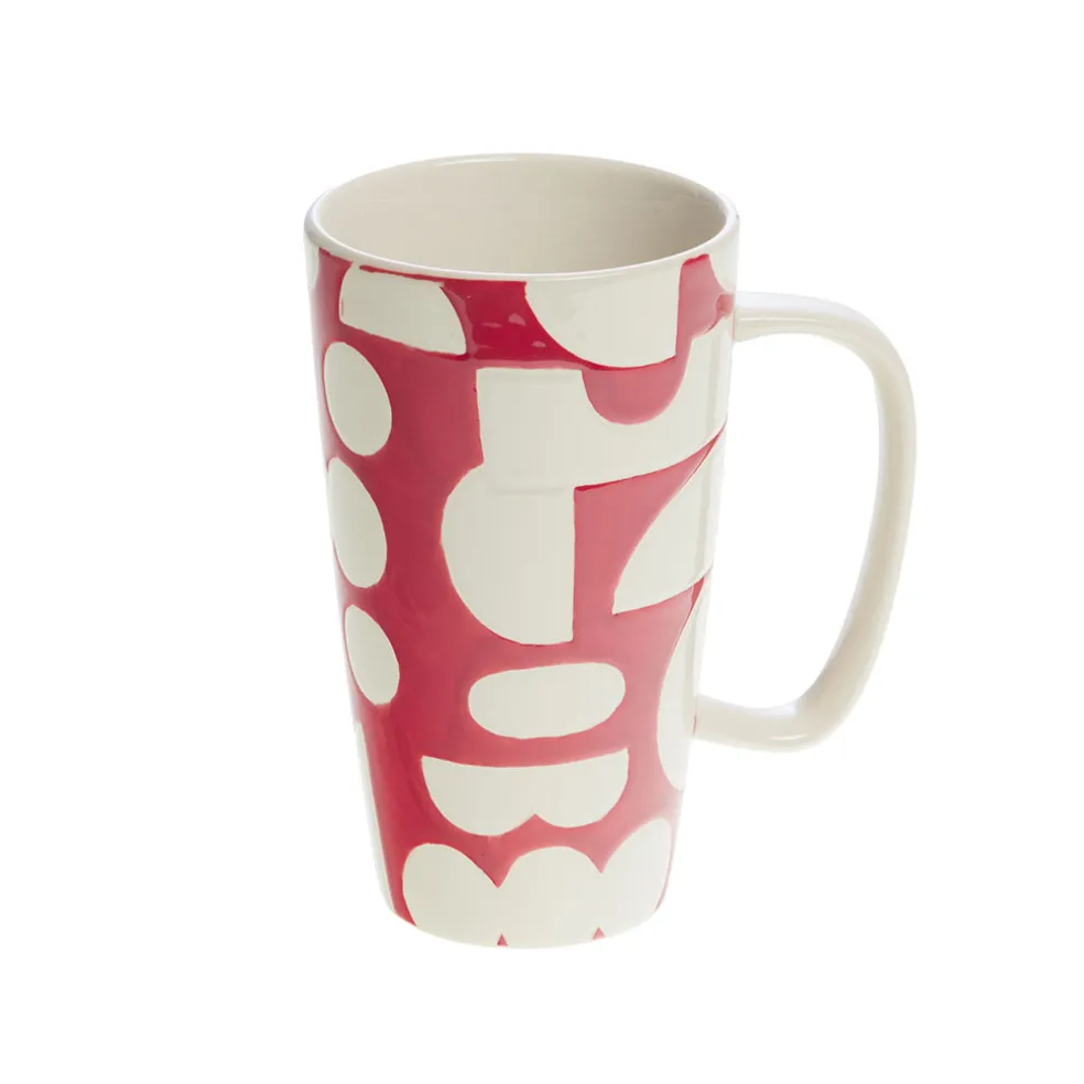Mug en grès rouge et blanc 46cl - Ohana