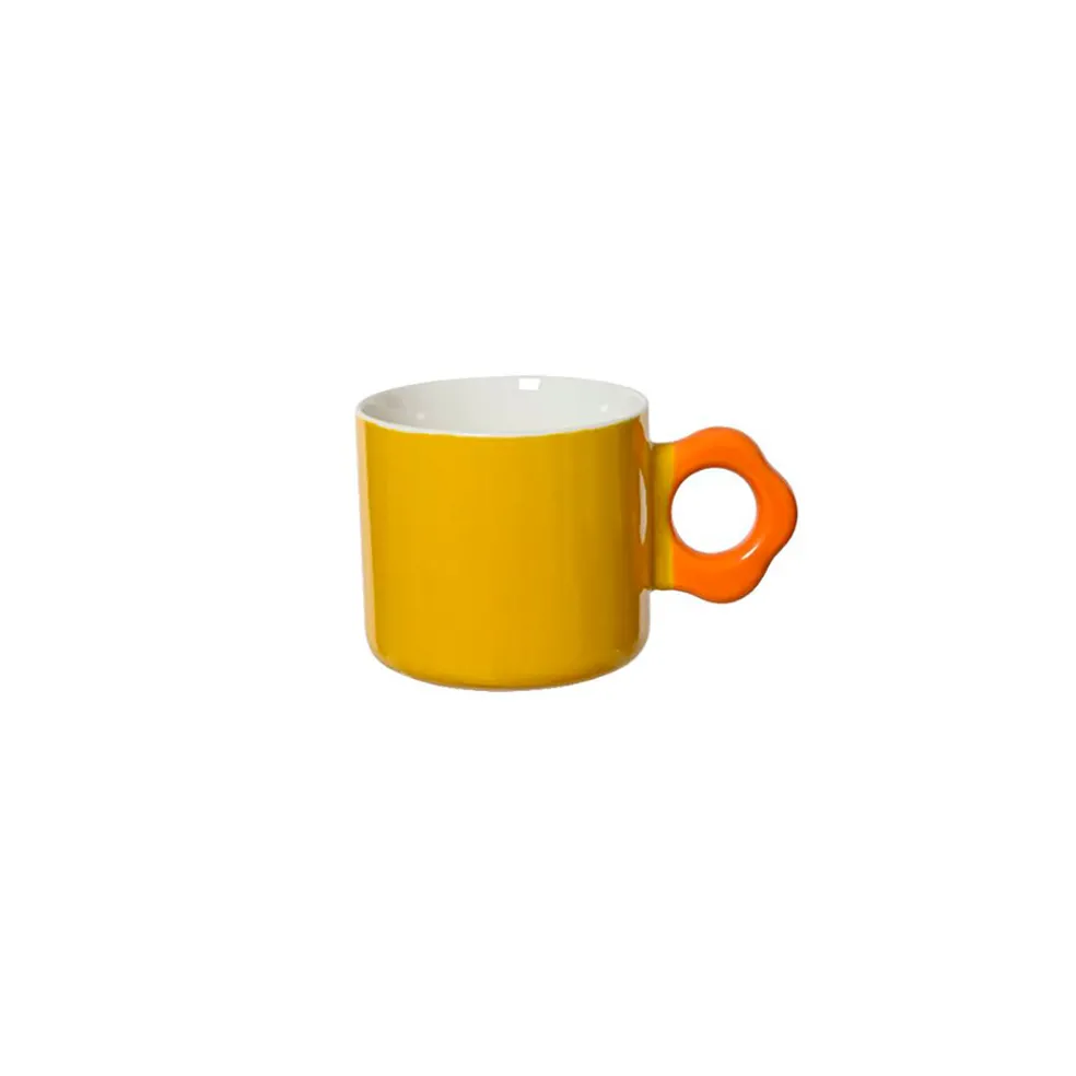 Mug en porcelaine brillant jaune - Fleur