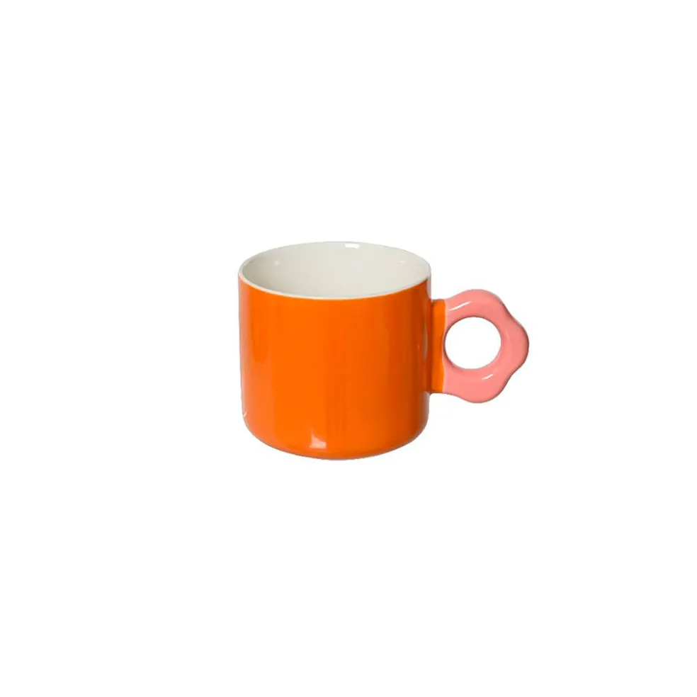 Mug en porcelaine brillant orange - Fleur