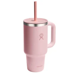 Mug isotherme avec poignée et paille rose 946ml