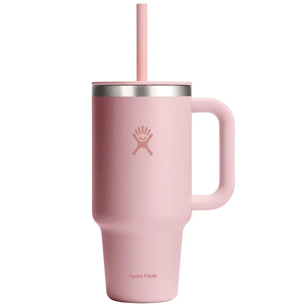Mug isotherme avec poignée et paille rose 946ml