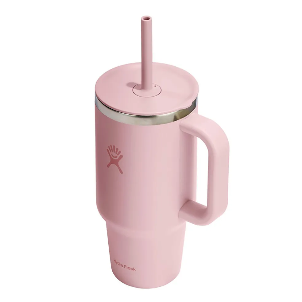 Mug isotherme avec poignée et paille rose 946ml