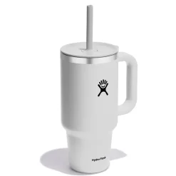Mug isotherme avec poignée et paille blanc 946ml
