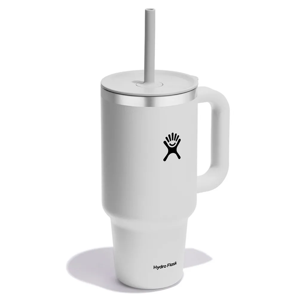 Mug isotherme avec poignée et paille blanc 946ml