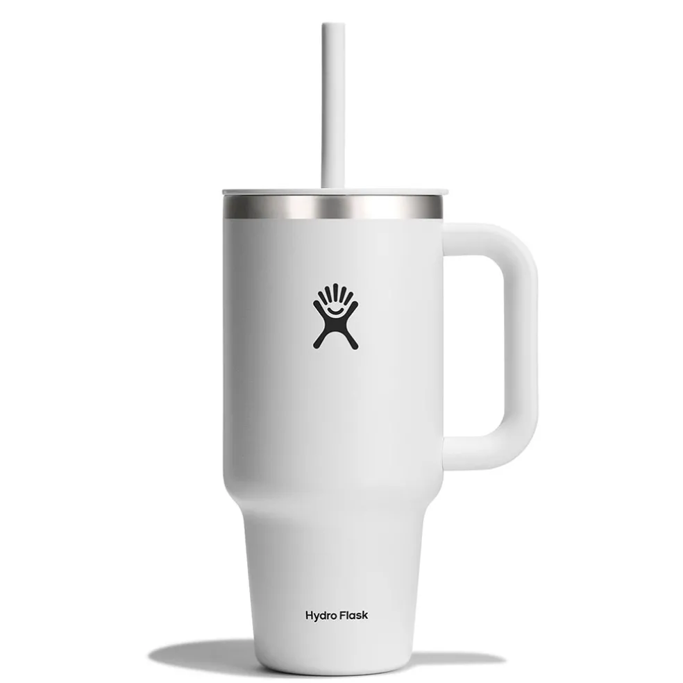 Mug isotherme avec poignée et paille blanc 946ml