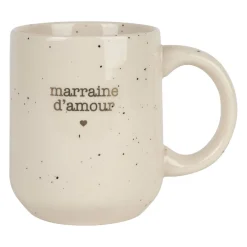 Mug marraine en grès blanc moucheté 35cl
