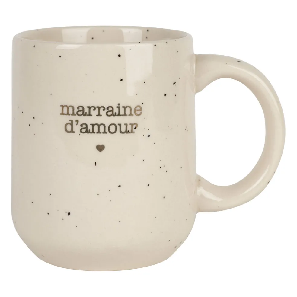 Mug marraine en grès blanc moucheté 35cl