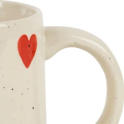 Mug Merci en grès blanc et rouge moucheté 35cl - Famille