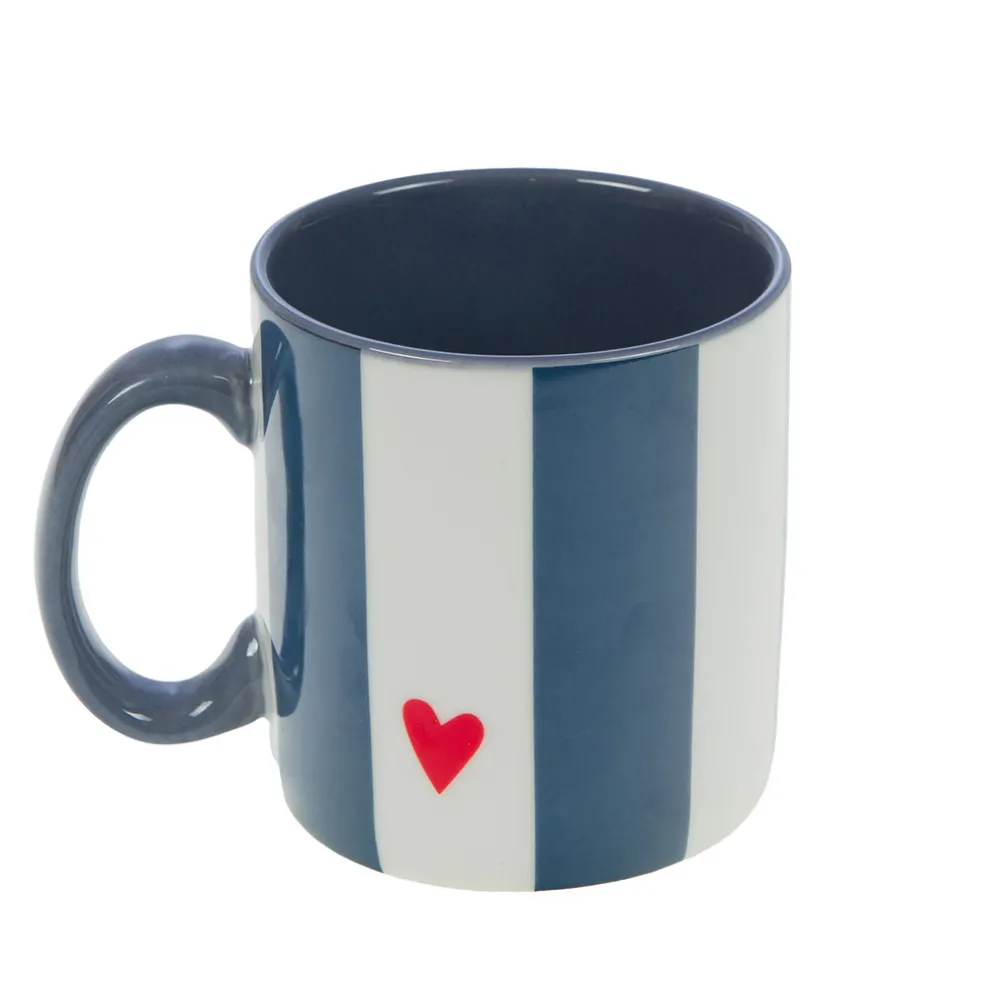 Mug Papi rayé bleu et blanc en porcelaine - Ella