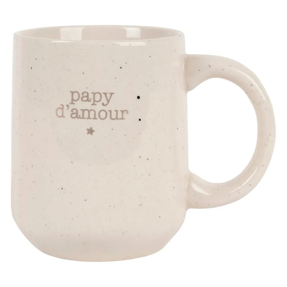 Mug Papy en grès blanc moucheté 35cl - Bonheur Étoilé