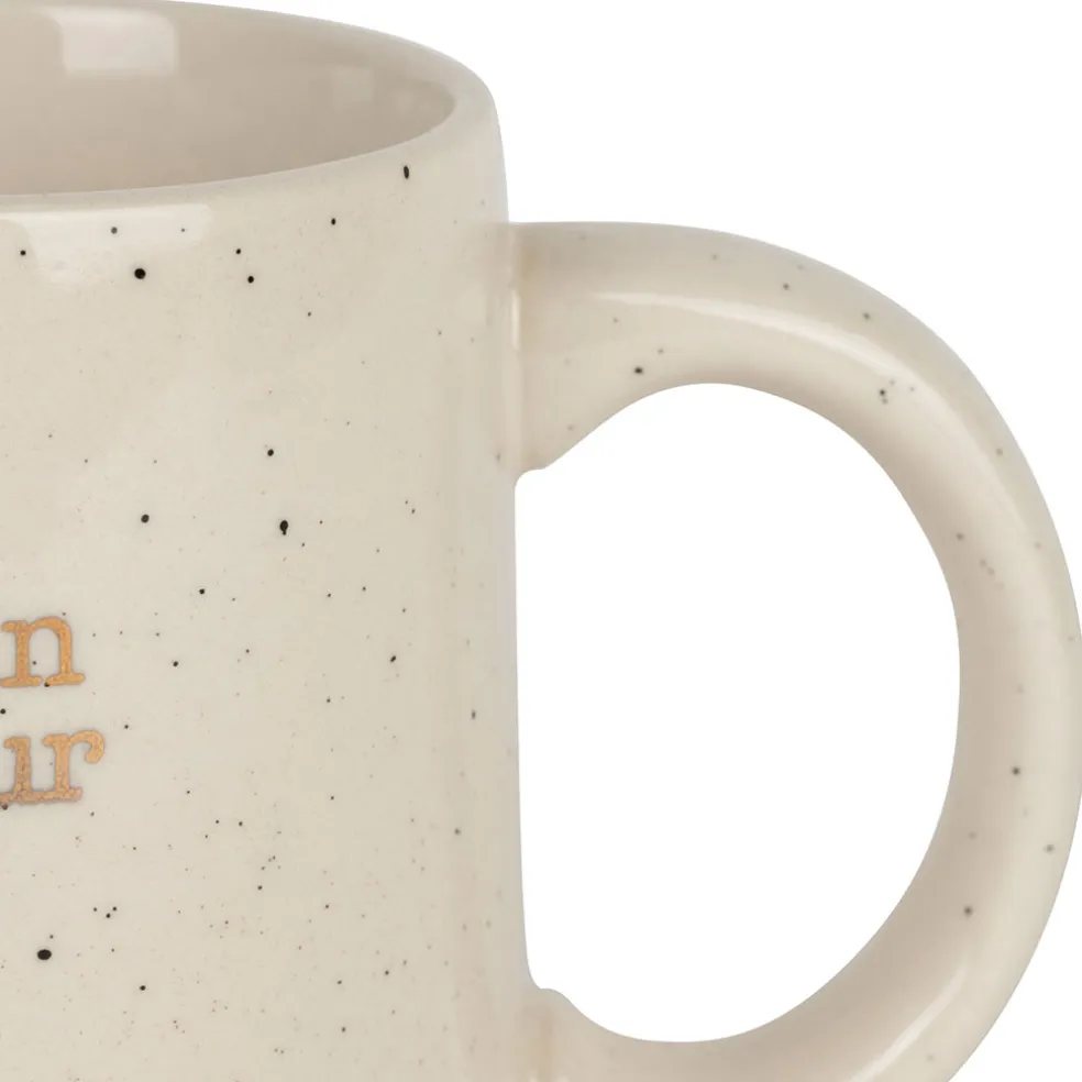 Mug parrain en grès blanc moucheté 35cl