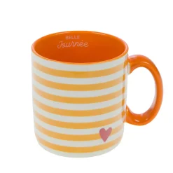 Mug rayé rouge et blanc en porcelaine - Ella