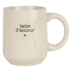 Mug tatie en grès blanc moucheté 35cl