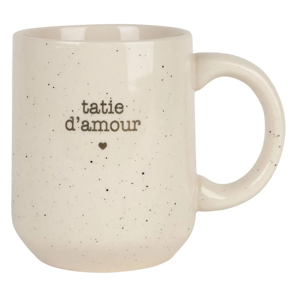 Mug tatie en grès blanc moucheté 35cl