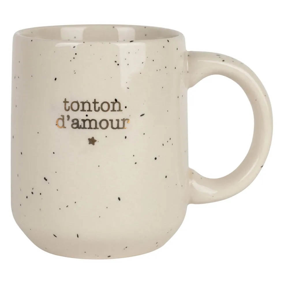 Mug tonton en grès blanc moucheté 35cl