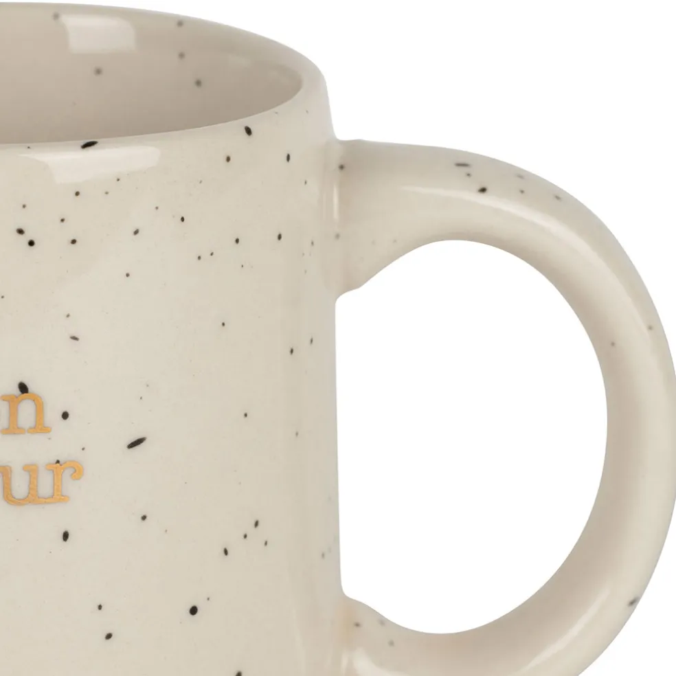 Mug tonton en grès blanc moucheté 35cl