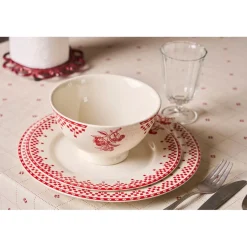 Nappe carrée en coton blanc et rouge 160x160cm - P'tits cœurs