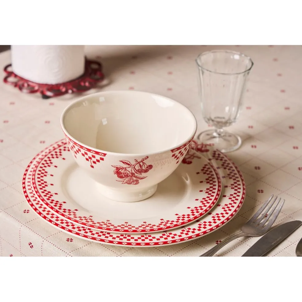 Nappe carrée en coton blanc et rouge 160x160cm - P'tits cœurs