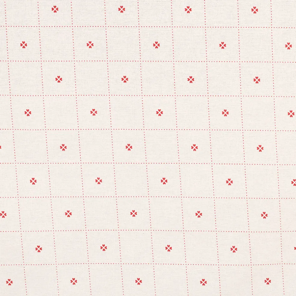 Nappe carrée en coton blanc et rouge 160x160cm - P'tits cœurs