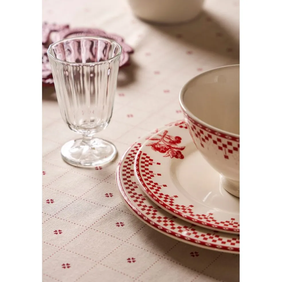 Nappe carrée en coton blanc et rouge 160x160cm - P'tits cœurs