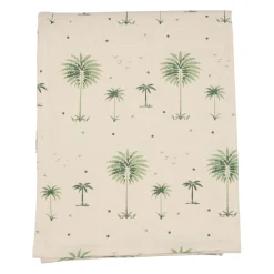 Nappe carrée en coton écru et vert 160x160cm - Paya