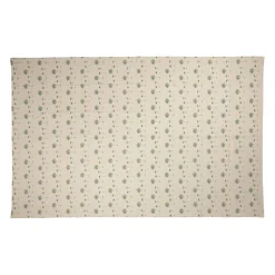 Nappe carrée en coton écru et vert 160x160cm - Paya