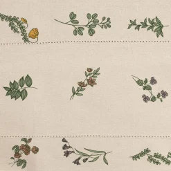 Nappe carrée en coton naturel et vert 160x160cm - Juline