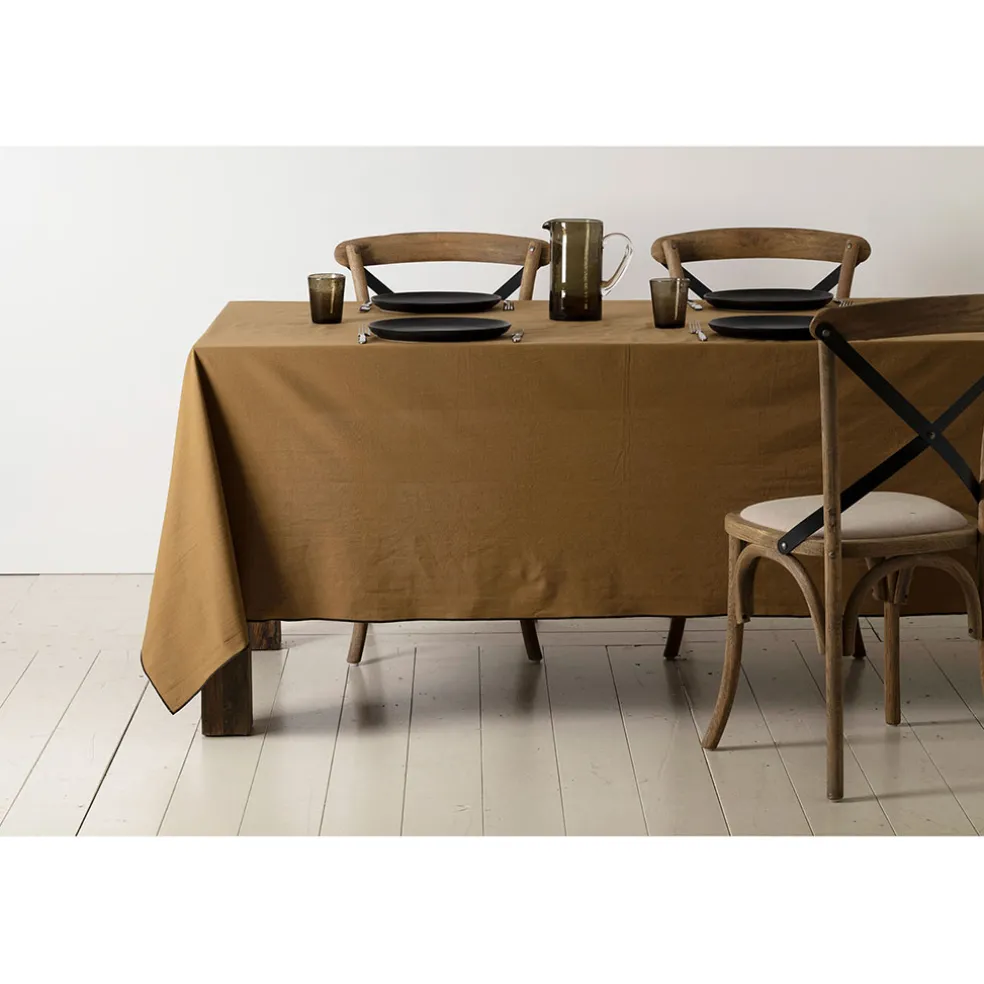 Nappe corino tabac 320x160cm coton lavé 170g/m2