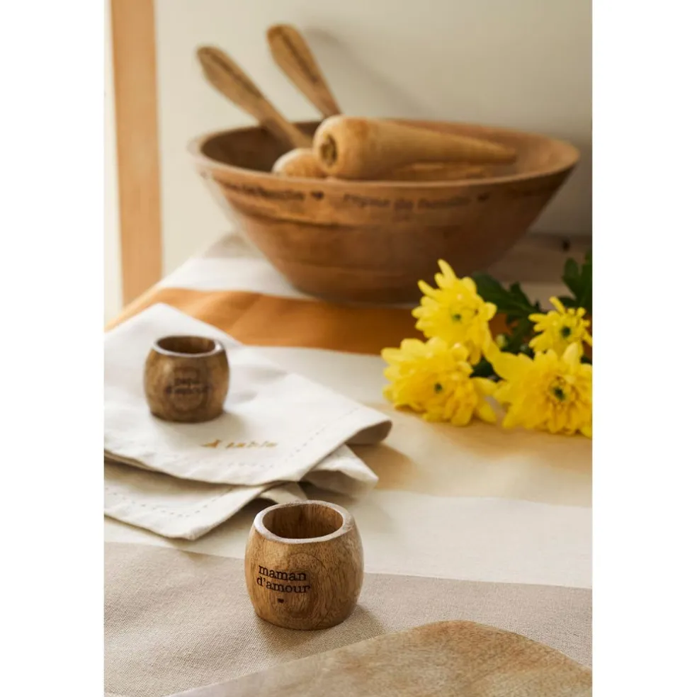 Nappe en coton écru et orange 250x145cm - Famille