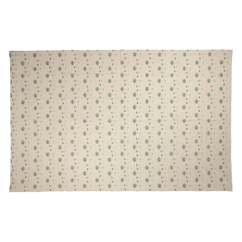 Nappe en coton écru et vert 320x160cm - Paya