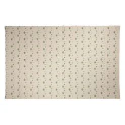 Nappe en coton écru et vert 260x160cm - Paya