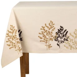 Nappe en coton ecru avec broderies 160x160cm - Adelie