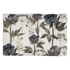 Nappe en coton gris vert 260x160cm - Rose noire